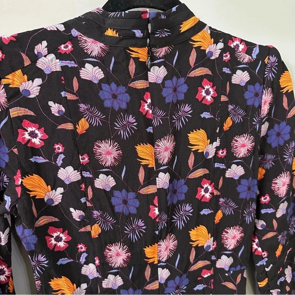 Ba&sh Mini Dress Maha Pleated Multicolor Floral Dress Size 2 - Picture 10 of 10